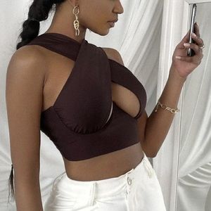 Cross Wrap Crop Tank Top